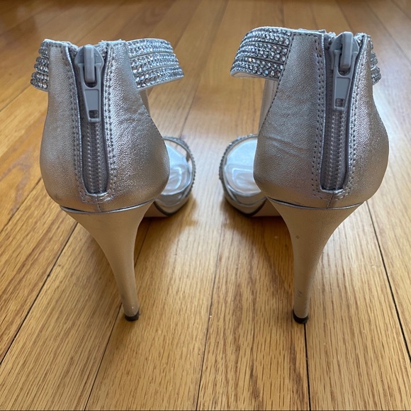 Caparros Silver Studded Rhinestone Heels - Picture 3 of 6